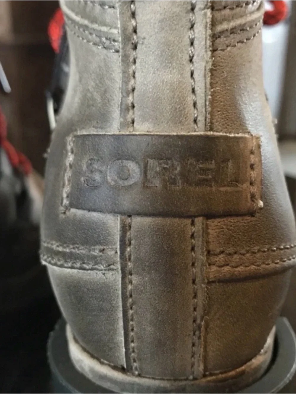 Sorel Women's Gray Winter Boots with Red Laces